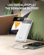 charmast Portable Charger with Built in Cables, 10000mAh Slim Power Bank, 15W USB C in&Out Port High Speed Charging External Charger, Battery Pack Compatible with iPhone 16 15 13 Samsung Google iPad