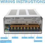 MK-SMPS-S250-12 MAKERELE 240W AC 110V-220V to DC 12V Power Supply Switching Converter, 20A DC Universal Regulated Switching, Transformer Driver Adapter for Strip 3D Printer CCTV Camera Motor Pump