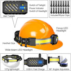 LED Headlamp, 1000lumens 230° Widebeam Headlight 4 Packs, USB Rechargeable HeadLamp with Red Taillight, Lightweight Waterproof Headband Light for Camping Running Hiking, Hard Hat Headlamp