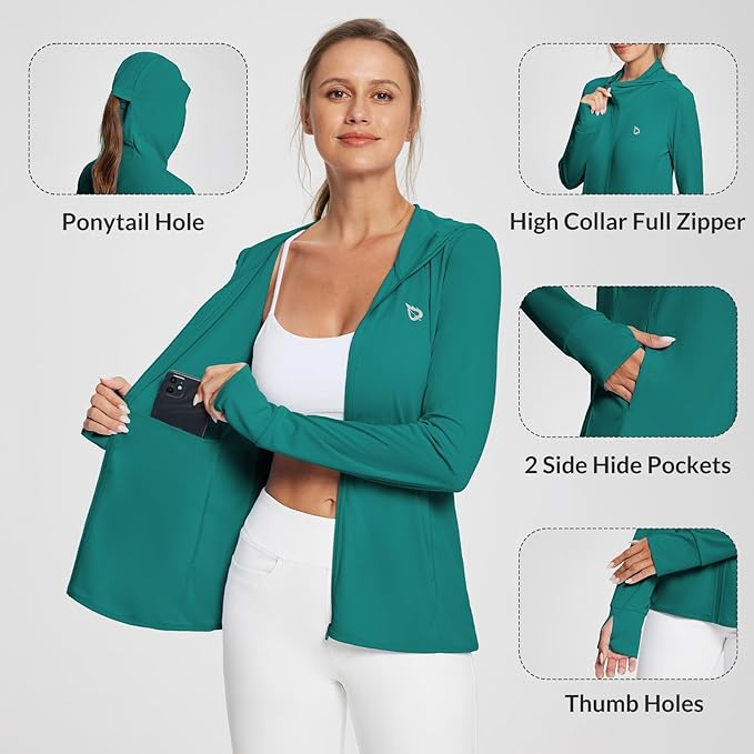 baleaf Women's Sun Protection Jacket Hoodie Clothing Lightweight Long Sleeve Sun Cover Up Shirt