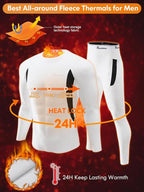 romision Thermal Underwear for Men Long Johns Fleece Lined Hunting Gear Bottom Top Set Base Layer for Cold Weather Gift