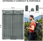 Double Camping Sleeping Pad – 4" Ultra-Thick Foot-Pump Design, Lightweight 2-Person Inflatable Sleeping Mat with Pillow for Backpacking, Hiking, Travel, Tent – Gray