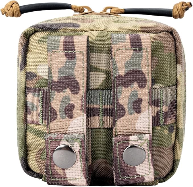 Small MED Kits Holder Duty Belt Gloves Pouch MOLLE Tactical Vest Nasal Spray Case Compact IFAK Carrier Backpack Wallet Cards Knife Gadgets Mini EDC Organizer Bag w/Removeable Clear ID Pocket