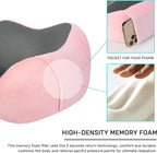 urnexttour Neck Pillow Airplane-2 Pack Memory Foam Travel Pillow, Soft Support Travel Neck Pillow for Travelling, Sleeping Rest, Car, Train and Home Use (Black&Pink)