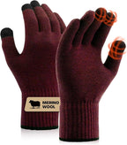 Merino Wool Gloves for Women Men, Touch Screen Warm Glove Liners Thermal Soft Knit Lining for Winter Running Hiking