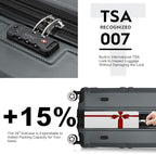 Kono 28 Inch Luggage Expandable Suitcase Lightweight with Spinner Wheels TSA Lock Hardside Large Checked Luggage Durable Rolling Suitcase Grey