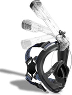 Full Face Snorkel Mask Adults with Ear Pressure Equalizer, Fully Enclosed CO2 Outflow, Silicone Bonding Anti-Leak&Fog,Buckle Folding for Portability