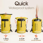 Earth Pak Waterproof Backpack - Heavy Duty Hiking Backpack - Roll-Top Closure Bag - Cushioned Dry Bag Waterproof Phone Case