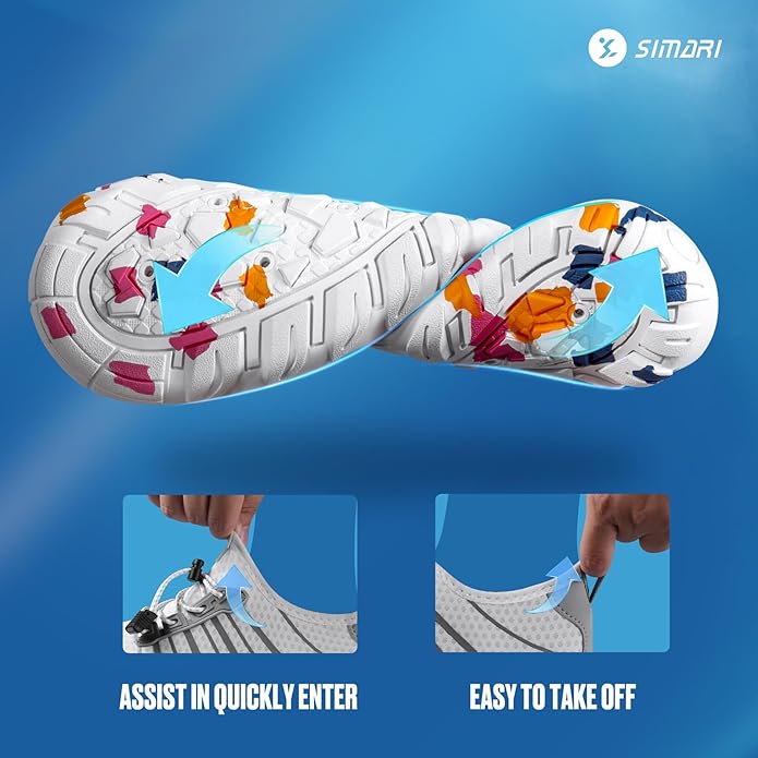 SIMARI Water Shoes for Women Men - Barefoot Quick-Dry Aqua Socks | Lightweight Swim Shoes for Surfing, Swimming, Beach Sports, Kayaking, Diving | Non-Slip Design