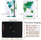 Passport Book Holder,Passport Wallet for Men Mr and Mrs Passport Holder Cover for Women World Map Case for Couples Christmas Traveling Book Protector 2PCS