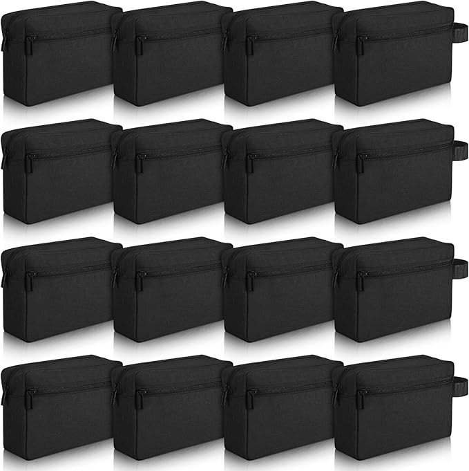 Paterr 16 Pcs Travel Toiletry Bag for Women Men Large Water Resistant Shaving Bag Hanging Cosmetic Bag with Handle and Divider Storage Travel Pouch Case (Black)