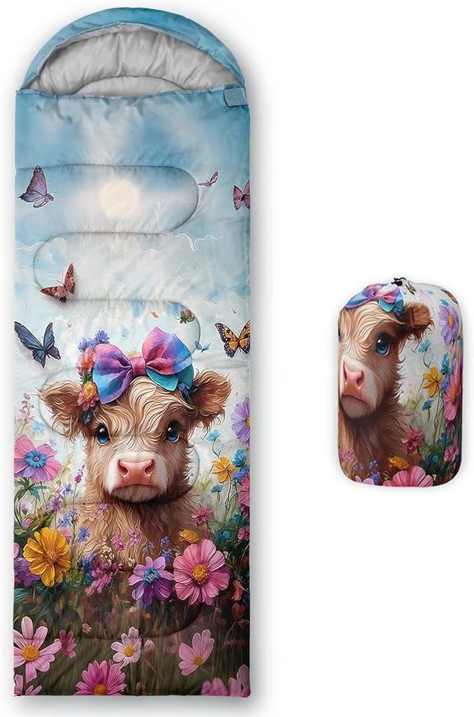 AILONEN Outer Space Astronaut Camping Sleeping Bags,Lightweight & Waterproof,3 Season Warm & Cool Weather,Cartoon Sleeping Bags for Kids,Boys Girls Travelling,Outdoors