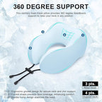 urnexttour Travel Pillow for Airplane Memory Foam Neck Pillow, Soft & Support Travel Pillow for Travelling, Sleeping Rest, Car, Train and Home Use (Blue)