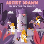 Bentoheaven Kids Water Bottle Stainless Steel for Boys & Girls, 2 Lids (Chug & Straw), Handle & Silicone Boot, Reusable Metal Leak-proof Insulated Tumbler, School & Sports 17oz (Purple)