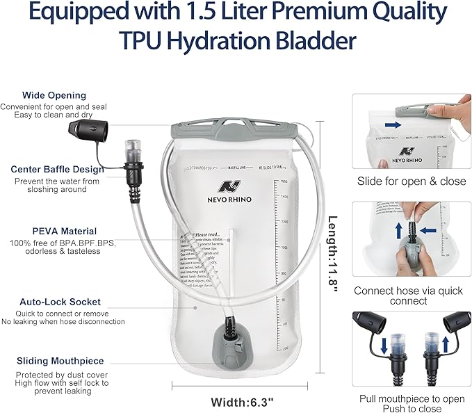 Waterproof Running Vest, 5.5L Breathable Running Hydration Vest with 1.5L Water Bladder, Water Vest for Hiking, Trail Marathon Race, Ideal for Women and Men