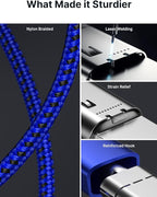 JSAUX 100W USB C to USB C Cable [2-Pack 10FT], Type C Fast Charging Cord for iPhone Air/iPhone 17/iPhone 17 Pro/iPhone 17 Pro Max, iPhone 16/15 Series, Galaxy S/Note Series, MacBook, iPad - Blue