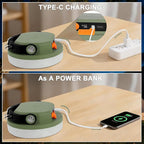 Outdoor Camping lamp Rechargeable lamp, Portable Lighting lamp. Equipped with 6 Brightness Settings, Tent lamp with Hook, Suitable for Power outages, Hiking, and Emergencies. (Army Green)