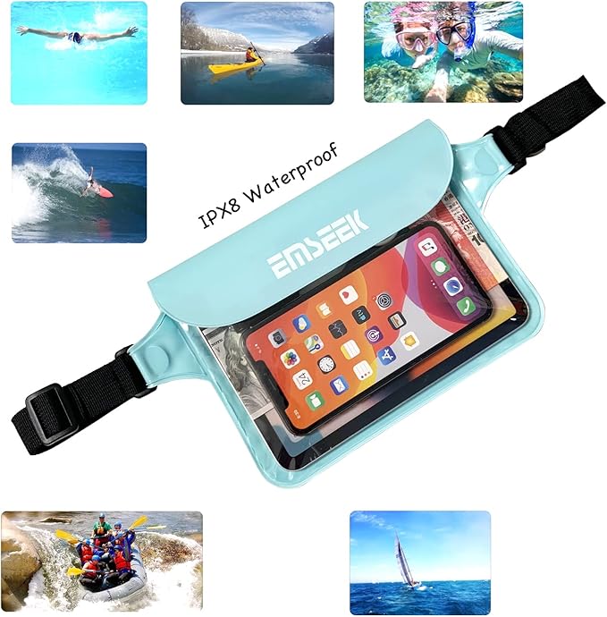 Waterproof Waist Pouch Dry Belt Bag Fanny Pack Keep Your Key Fob Wallet Kindle Phone Dry Perfect For Swim Surf Snorkel(Light Green)