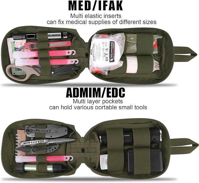 PETAC GEAR Tactical Rip Away Medical IFAK Pouch Tear Off First Aid EDC Pouches Molle & Belt Outdoor Emergency Survival Bag