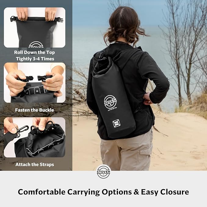 STOVER 5/10/25/30/40/55L Waterproof Backpack- Floating Dry Bag for Kayaking, Travel, Beach, Hiking, & Camping, Men/Women