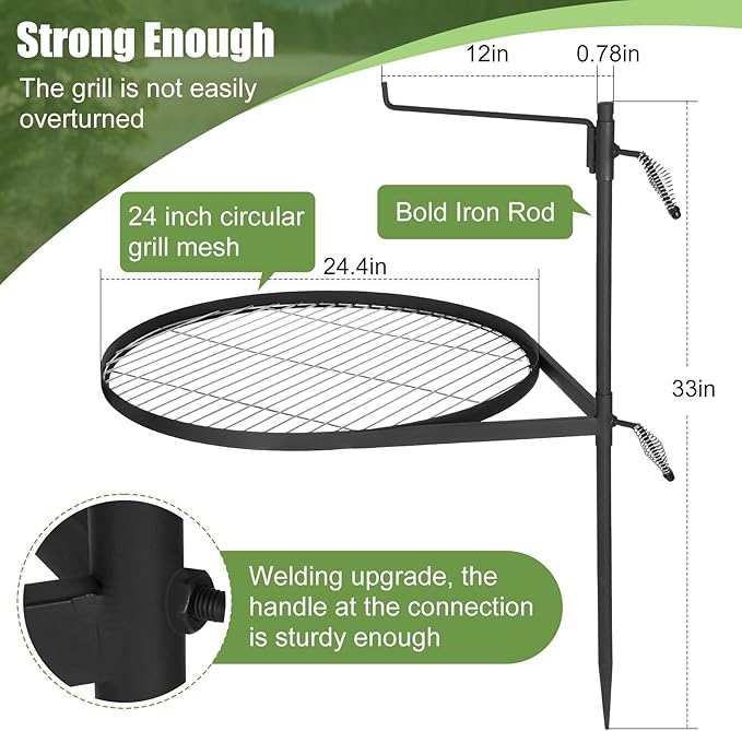 Mangoct Fire Pit Grill Grate-Camp Fire Grilling Grate-Fire Pit Cooking Grate-Portable Open-Flame Camping Grill For Outdoor Cooking