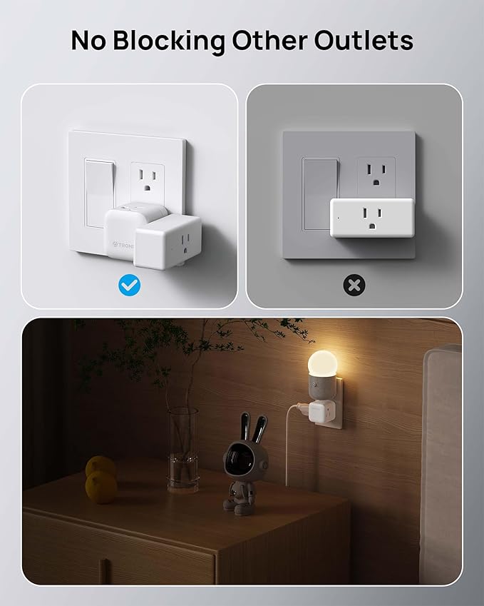 TROND Multi Plug Wall Outlet 2 Pack, 3 Way Outlet Adapter with 360 Rotating Plug, Cruise Ship Essentials, Small Wall Extender for Bathroom, Kitchen, Home, Office, Dorm