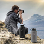 BUZIO 64oz Water Bottle Insulated Stainless Steel (Cold for 48 Hrs/Hot for 24 Hrs) BPA Free Double Wall Travel Mug/Flask for Outdoor Sports Hiking, Cycling, Cam,Camping, Running- Graphite