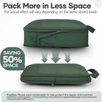 Veken 11 Set Compression Packing Cubes for Travel Essentials,Compressible Expandable Large Luggage Suitcase Organizer Bags for Clothing,Durable Space Saver Storage Bags with Toiletry Bags(Dark Green)