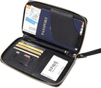Multi-Function RFID Travel Passport Wallet with Phone Pocket - Ultimate Passport Holder for Women & Men | Holds Phones, Passports, Cash, Cards & Boarding Passes (Black)