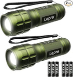 Lighting EVER LED Flashlights High Lumens, Small Flashlight, Waterproof, Adjustable Focus Flash Light for Outdoor, Emergency, Camping, AAA Batteries Included, 2 Pack
