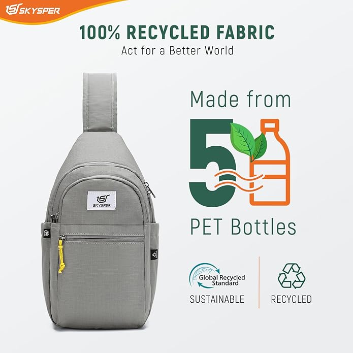 SKYSPER Sling Bag RFID Anti-Theft Crossbody Bag Recycled Travel Cross Body Bag Shoulder Sling Daypack