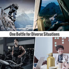 OneTigris Tactical Half Gallon Water Bottle with Straw - 64 oz Vacuum Insulated Stainless Steel Water Jug, Leakproof Sport Bottle with 3 BPA Free Lids, Paracord Handle & MOLLE Water Pouch for Outdoor