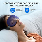 YFONG Weighted Sleep Mask, Women Men 3D Eye Mask Blocking Lights Sleeping Mask (4.2oz/120g), Pressure Relief Night Sleep Eye Mask with Adjustable Strap, Eye Cover Blindfold for Travel Nap Yoga, Blue