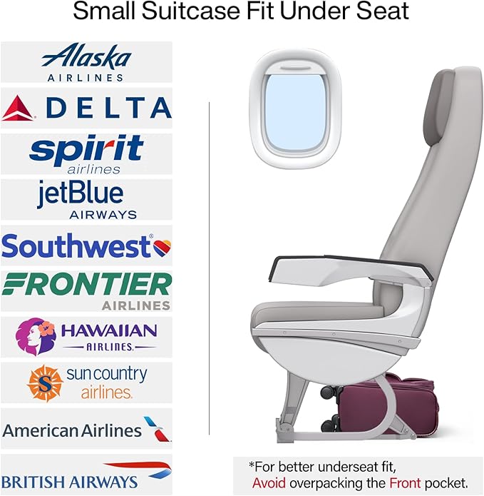 Hanke 16 Inch Underseat Carry On Luggage with Spinner Wheels Airline Approved, Small Rolling Suitcase Softside Underseater Lightweight TSA Travel Roller Suitcase Carry-On Bag(Purple)