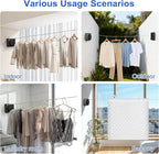 15.7Ft Retractable Clothesline Indoor Outdoor is Also an Anti-sag Clothes line for Indoors, Stainless Steel Wire Retractable Laundry Line for Drying Clothes, with 10 Windproof Clips (Black)