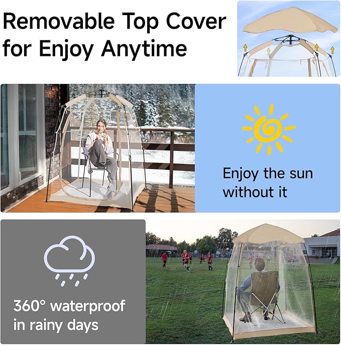 All Weather Proof Pod Sports Pod,540°View Weather Tent,1-4 Person Instant Tent with Sealed Floor,Outdoor Screen House with Carrying Bag,Screen Room for Sport Event,Camping,Fishing