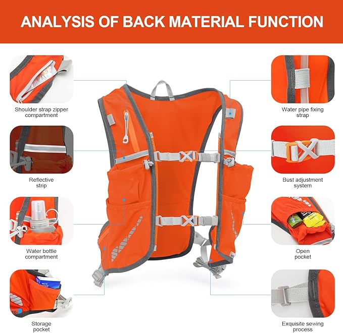 INOXTO Running Hydration Vest Backpack,Lightweight Insulated Pack with 1.5L Water Bladder Bag Daypack for Hiking Trail Running Cycling Race Marathon for Women Men
