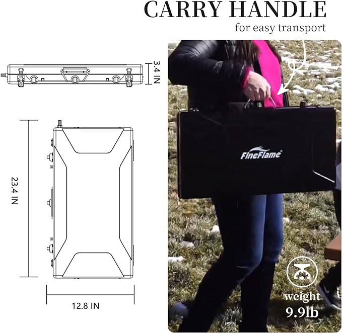 Camping Stove, 3 Burners Propane Portable Camp Stove with Regulator, Push-Button Instant Ignition, Adjustable Burners & Wind Guards for Car BBQ Picnics Outdoor Cooking (BLACK-20400 BTUs)