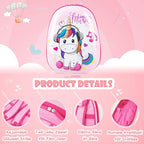 HONEY JOY Kids Luggage, 12" Toddler Backpack & 16" Travel Suitcase with Wheels, Lightweight Toddler Girls Suitcase, Durable ABS Hardshell, 2Pcs Carry On Luggage Set for Boys Girls(Unicorn)