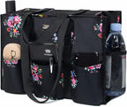 TOPDesign Utility Water Resistant Tote Bag with 13 Pockets, Top Zipper Closure & Thick Bottom Support, for Working Women