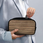 Wood Grain Electronic Accessories Carry Case Large Electronics Organizer Travel Case Portable Cord Organizer Travel for Cable Charger Phone Earphone