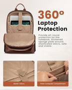 LOVEVOOK 17.3 Inch Laptop Backpack for Women - Work/Business Computer Backpack Purse, Large Capacity Casual Daypack, Travel Bag for Lawyer, Doctor, Teacher, Cream Chestnut Brown