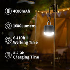 LED Camping Lantern Rechargeable, 1000LM Portable Tent Light with 3 Color Lighting Modes, Power Bank, Waterproof, Mini Flashlight with Magnetic Base for Emergency, Power Outages, Hiking, Home