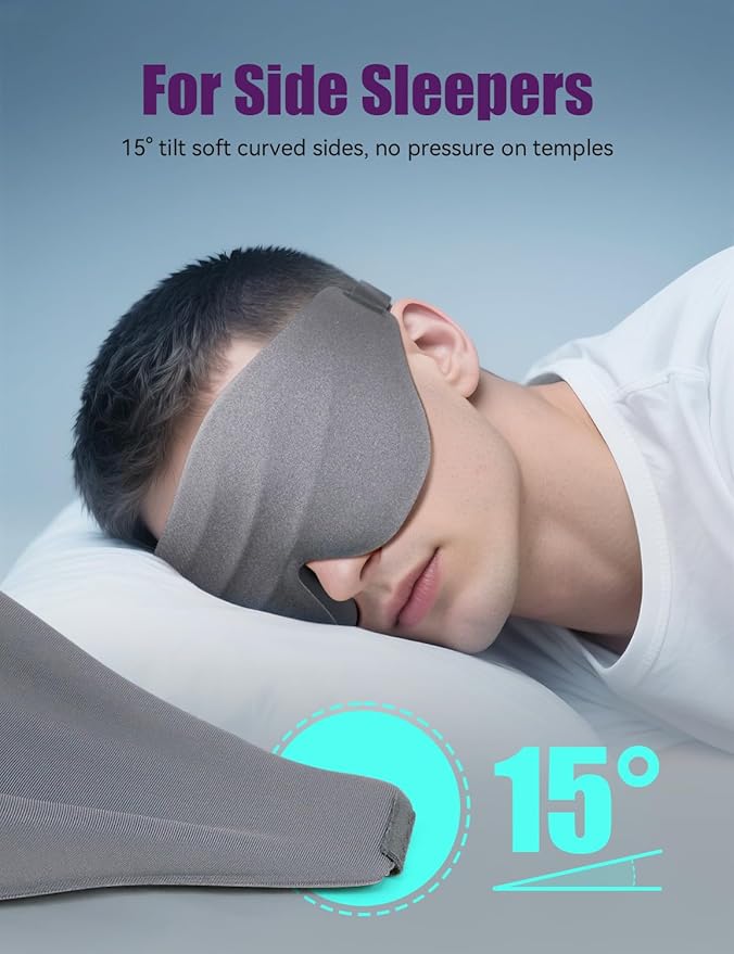 Sleep Eye Mask for Men Women, EVA BELLE Light Blocking Sleeping Mask for Side Sleeper, 3D Contoured Cup Night Blindfold, Lash Extensions 3D Sleeping Mask with Adjustable Strap for Travel, Night & Nap