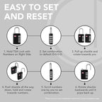 TSA Locks for Luggage, 2-Pc Durable Steel Padlock, Keyless Easy to Read 4-Digit Combination Lock for Backpacks, Travel Suitcases, Toolbox, Filing Cabinets, Baggage & Gym Locker, Black