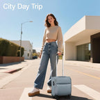 Hanke 16 Inch Underseat Carry On Luggage with Spinner Wheels Airline Approved, Small Rolling Suitcase Softside Underseater Lightweight TSA Travel Roller Suitcase Carry-On Bag(Blue)