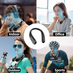 Portable Neck Fan,Personal Wearable Bladeless Fan,LED Display,4-Speeds,6000mAh USB Rechargeable,360° Strong Cooling Wind,Hands Free,Long Lasting,Birthday Gifts for Men Women Dad Mom (Black)