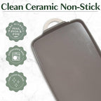 Goodful All-in-One Double Burner Griddle, Ceramic Nonstick, Durable Cast Aluminum, Oven Safe and Dishwasher Safe, Made without PFAS, PFOA, PFOS & PTFE, 18-Inch x 11-Inch, Linen