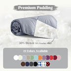 puredown® Soft Feather Down Throw Blanket Lightweight Packable Couch Throw for Indoor and Outdoor Use, 50"X70", Sliver Gray