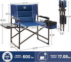 TIMBER RIDGE XXL Oversized Directors Chair 600lbs - Heavy Duty Camping Chair with Cooler Bag & Table, Portable Folding Chair with Wide Seat for Tailgating, Patio, Outdoor - Blue